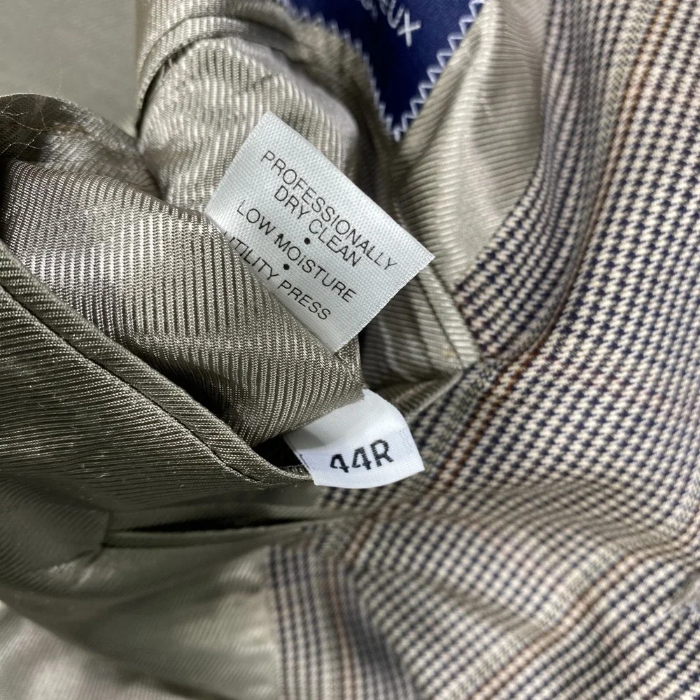Daniel Cremieux Blazer Mens 44R 3 Button Wool Suit Jacket Windowpane Houndstooth